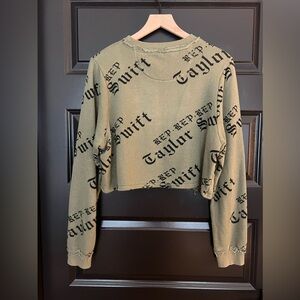 RARE Taylor Swift olive crop top crewneck